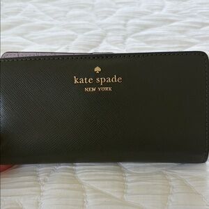 Kate Spade Olive Green Wallet with Gold Accents